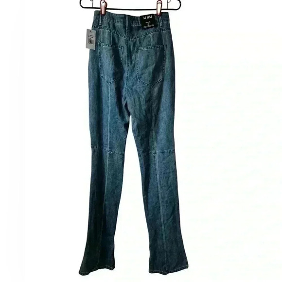 NEW AFRM The Moto Mid-Rise Straight Leg Women's Sz 26 Spring Blue Wash - Picture 2 of 12
